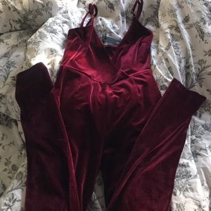 Velvet Red Jumpsuit - NEW WITH TAGS